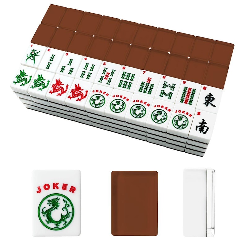 American Mahjong Tiles Plain Dark Brown Color Solid Block Warm Cognac image 4