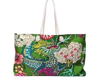 Sac de rangement pour mahjong, dragon impérial, motifs chinois colorés, vert émeraude