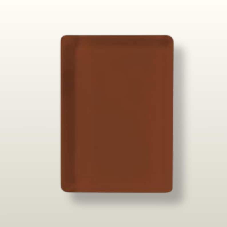 May include: A rectangular tray with a solid, deep terracotta brown color. The tray features a smooth, flat surface with slightly raised edges and rounded corners, presenting a uniform and consistent matte finish across the entire top face.