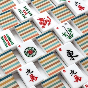 Conjunto de peças de Mahjong americano com padrão de listras do deserto em tons suaves. imagem 3