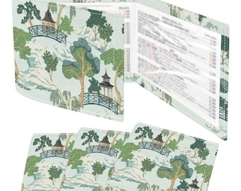 Mahjong Card Holder Set of 4 - Chinoiserie Gazebo Pattern Light Blue