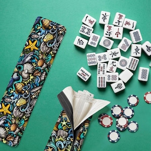 Mahjong Klar Fliesenschieber Racks Küsten Leben im Meer Unterwasser Thema Collage Muster Bild 1
