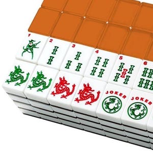 Amerikanskt Mahjong-plattset - Kanel Mörkbränd Orange Enfärgad bild 5
