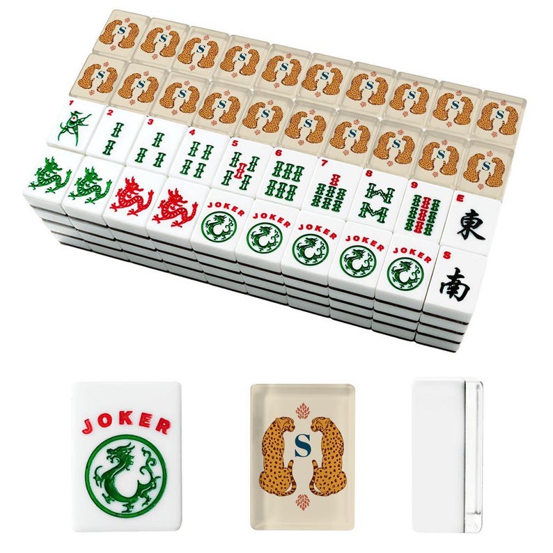 American Mahjong Tiles Set Boho Leopard Print Personalized Initial Monogram image 7