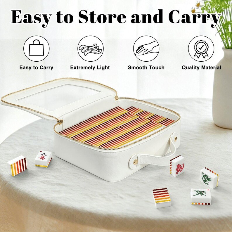 American Mahjong Tiles Set Autumn Stripe Pattern Burgundy Red Orange Yellow image 6