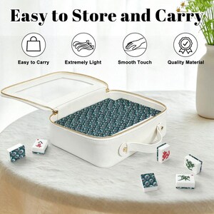 Juego de fichas de mahjong americano premium - Estampado con diseño de plumas de pavo real imagen 6