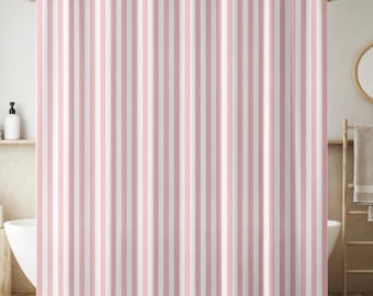 Shower Curtain - Light Pink and White Stripes Pattern - Ships from USA