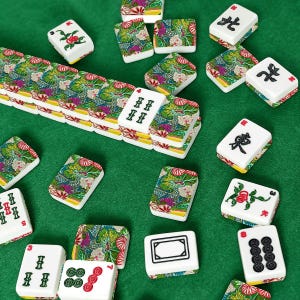 American Mahjong Tiles Set Imperial Dragon Colorful Chinoiserie Pattern Emerald Green image 4