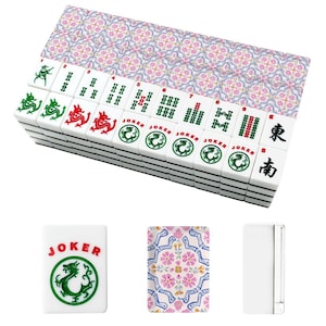 Premium American Mahjong Tile Set - Preppy Pink Watercolor Floral Lattice Print image 5