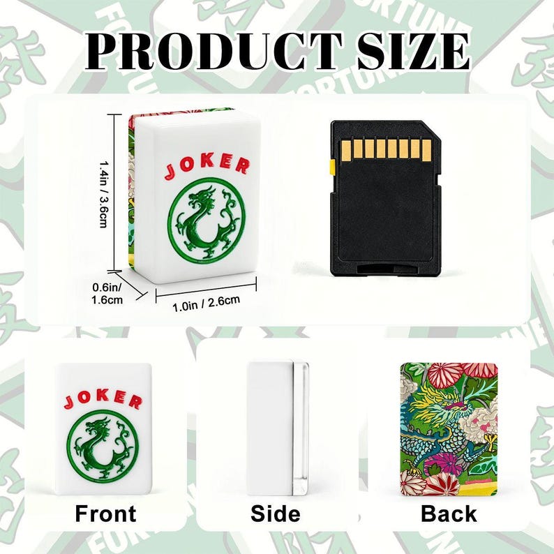 American Mahjong Tiles Set Imperial Dragon Colorful Chinoiserie Pattern Emerald Green image 8