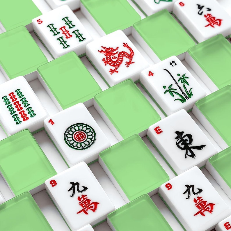 American Mahjong Tiles Plain Light Green Solid Color Granny Smith Apple image 2