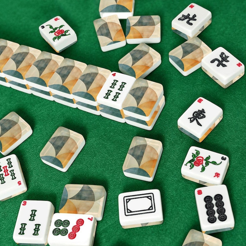 American Mahjong Tile Set with Jokers MCM Mid Century Modern Abstract Art - Tiles Only image 2