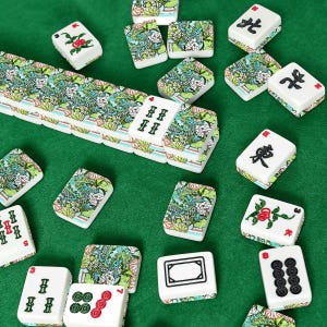 American Mahjong Tiles Imperial Dragon Colorful Chinoiserie Pattern Aqua Blue image 3