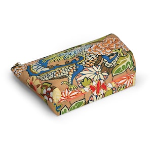 Mahjong Tiles Storage Bag Imperial Dragon Colorful Chinoiserie Pattern Tan image 6