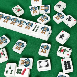 American Mahjong Tiles Set Leopard and Palm Tree Boho Print image 3