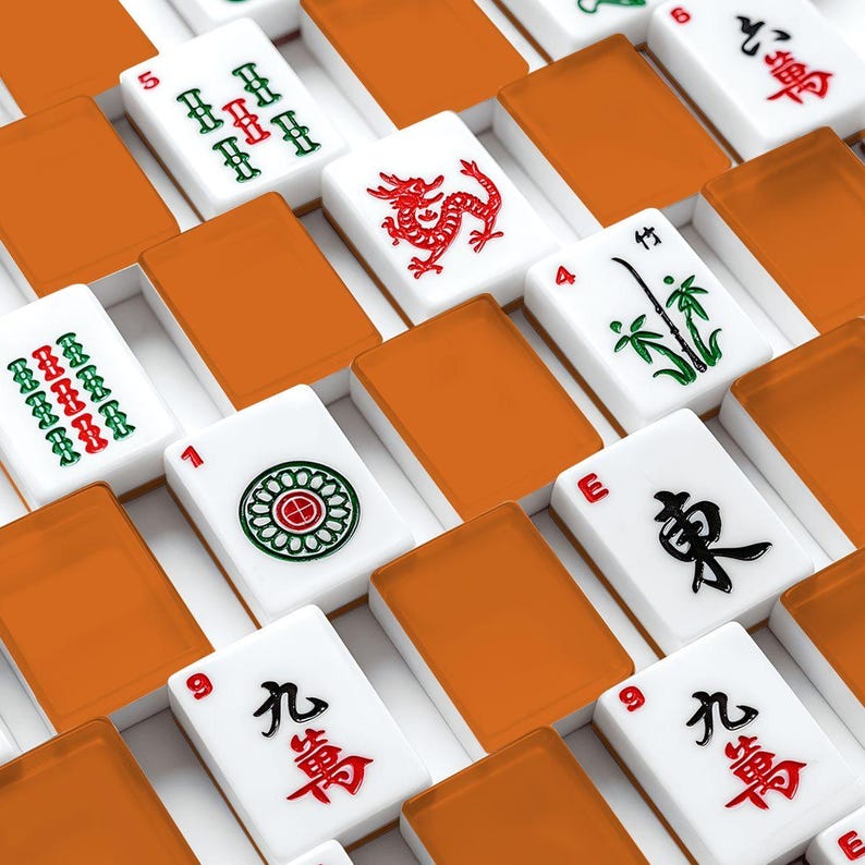 Amerikanskt Mahjong-plattset - Kanel Mörkbränd Orange Enfärgad bild 1