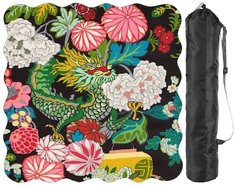 Ausgebossene Mahjong Tischset - Imperial Dragon Buntes Chinoiserie Muster