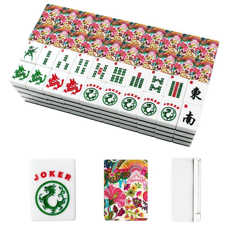 Amerikanische Mahjong Fliesen Set Maximalist Art Collage Print Dopamin Muster Helles und Buntes Design Bild 4