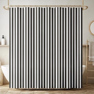 Shower Shower Curtain - Charcoal and White Stripes Pattern - Ships from USA