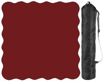 Scalloped Mahjong Mat Dark Crimson Plain Solid Color Persian Plum