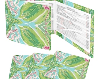 Mahjong Card Holder Set of 4 - Dopamine Decor Pink & Green Tropical