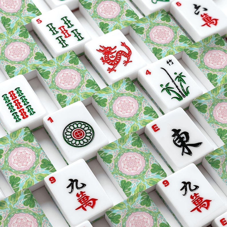 Premium American Mahjong Tile Set - Dopamin Decor Pink Aqua & Green Tropical Bild 1
