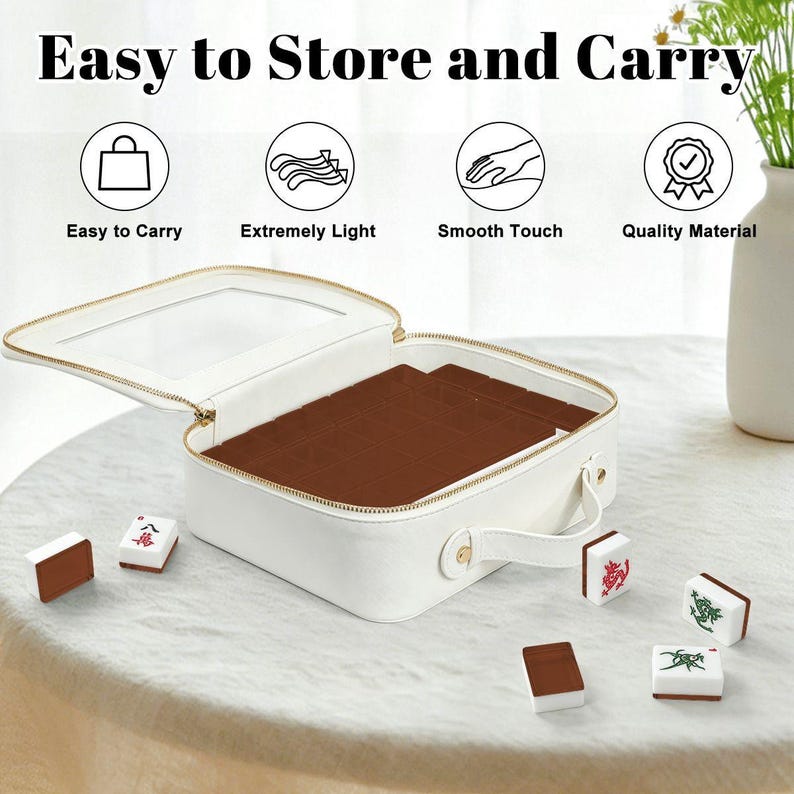 American Mahjong Tiles Plain Dark Brown Color Solid Block Warm Cognac image 6