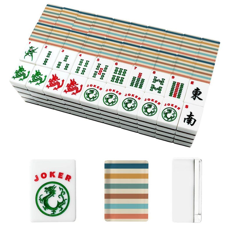 Conjunto de peças de Mahjong americano com padrão de listras do deserto em tons suaves. imagem 7