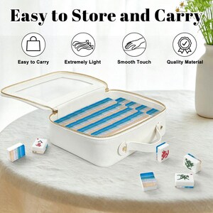 American Mahjong Tiles Set Coastal Ocean Waves on Beach Warm Blue Beige White image 5