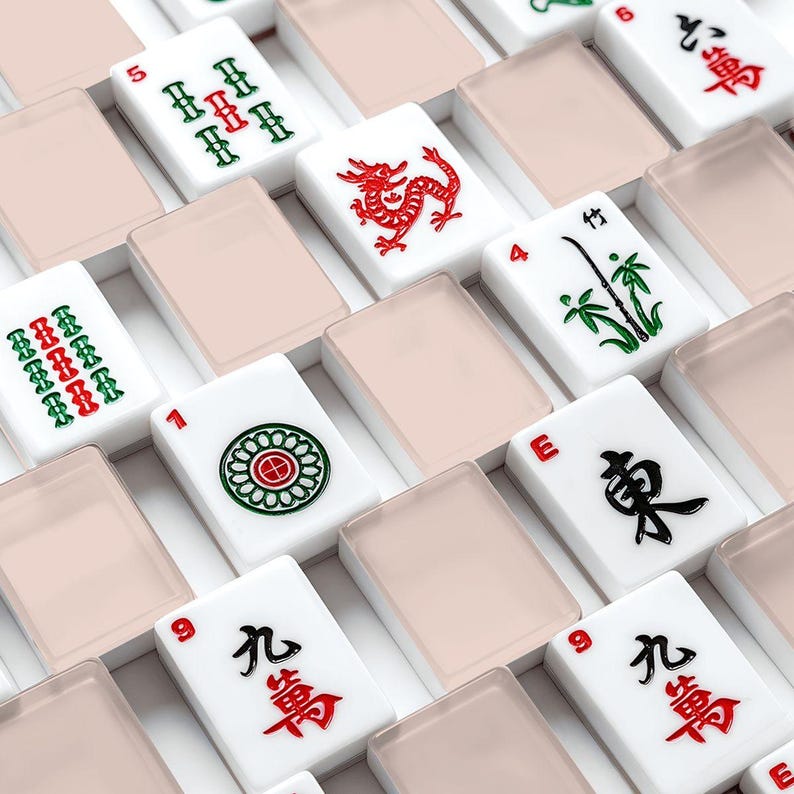 American Mahjong Tiles Set - Pale Dusty Peach Plain Solid Color image 1