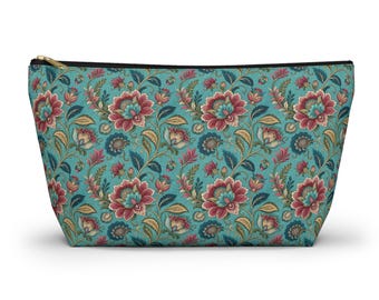 Mahjong Tiles Aufbewahrungstasche Jacobean Blumenmuster Teal Blau Rot