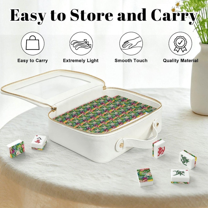 American Mahjong Tiles Set Imperial Dragon Colorful Chinoiserie Pattern Emerald Green image 10