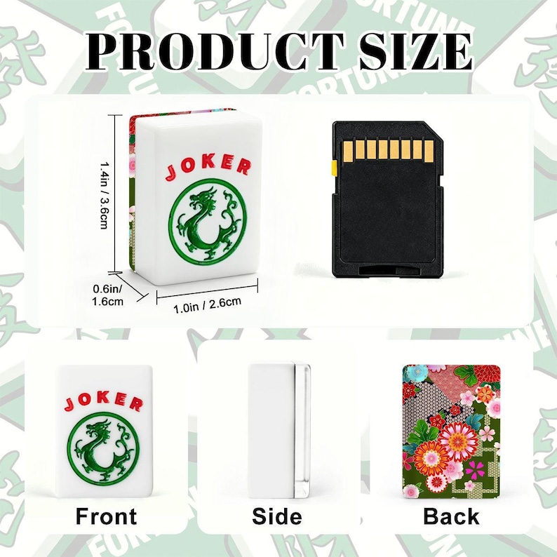 American Mahjong Tile Set Japanese Floral Chrysanthemum Pattern Red Green White image 6