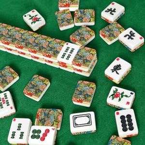 American Mahjong Tiles Set Imperial Dragon Colorful Chinoiserie Pattern Light Brown Tan image 3
