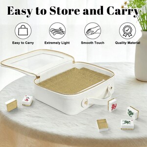 American Mahjong Tile Set Light Ochre Mustard Yellow Linen Weave Print image 3