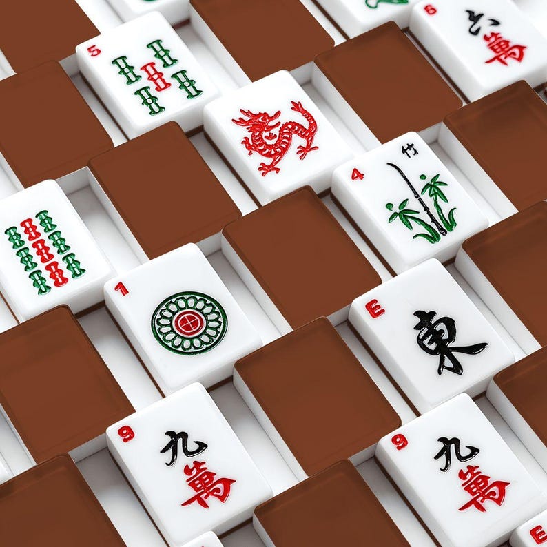 American Mahjong Tiles Plain Dark Brown Color Solid Block Warm Cognac image 2