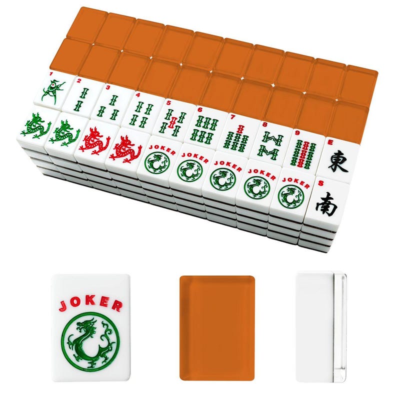 Amerikanskt Mahjong-plattset - Kanel Mörkbränd Orange Enfärgad bild 4