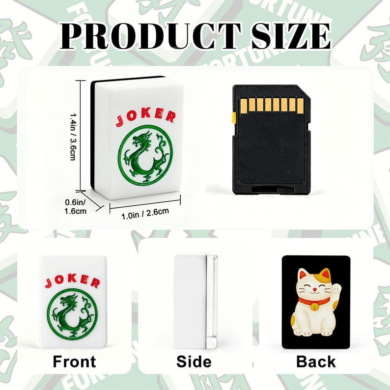 American Mahjong Tiles Set - Maneki Neko Cat Lucky Charm Print image 6