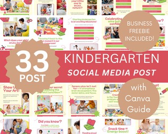 Kindergarten Social Media Post Canva Templates: Daycare Instagram (Digital Download)
