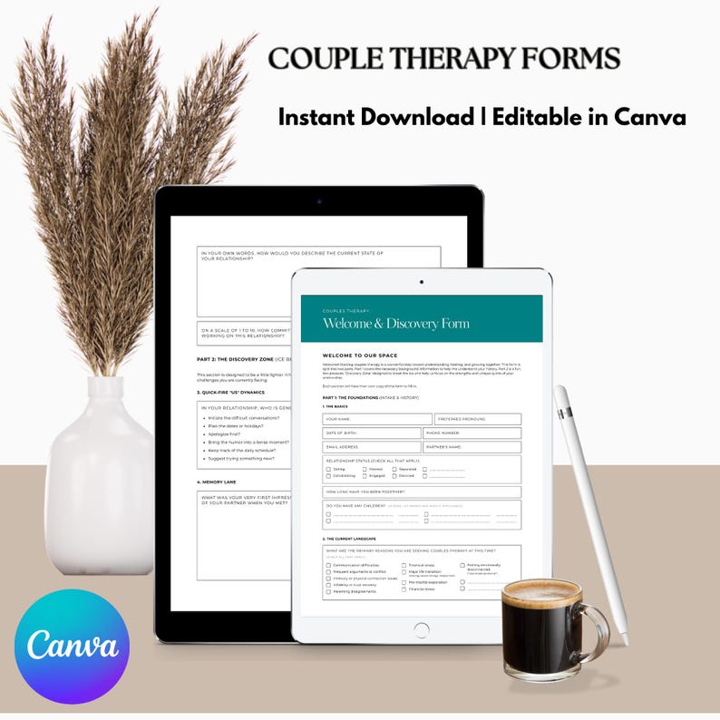 Couples Therapy Intake Form Canva Template | Relationship Questionnaire ...