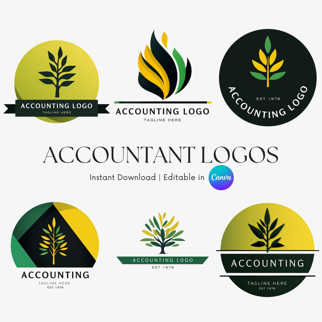 Accountant Logo Bundle Canva | 6 Editable Accounting & Bookkeeping ...