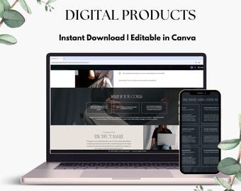 Plantilla de sitio web de producto digital: Página de ventas de Canva, negocio online
