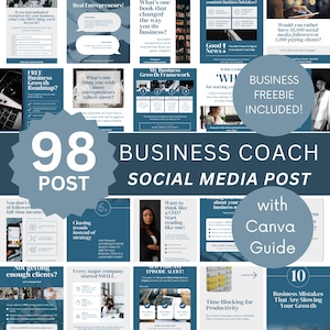 98 Business Coach Instagram Post Templates: Editable Canva Social Media Content