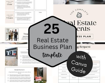 Real Estate Business Plan Template: Canva Editable, Realtor Marketing (A4/US Letter Digital Download)