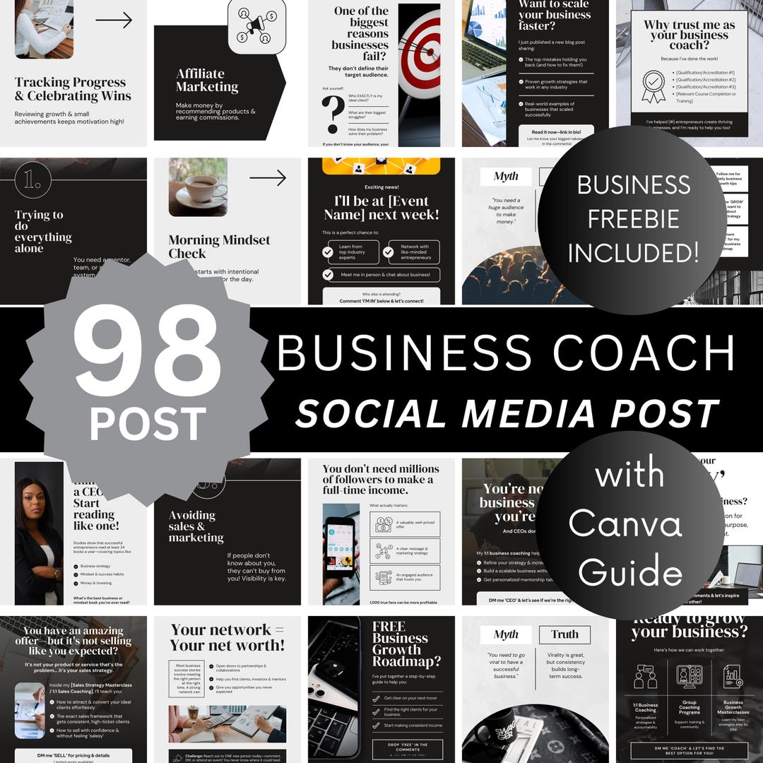 Business Coach Instagram Templates: Editable Canva Social Media Posts ...
