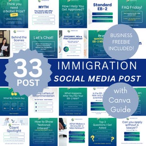 Einwanderungs Social Media Templates:Visual Adviser Marketing (Canva Editable, 33 Posts)
