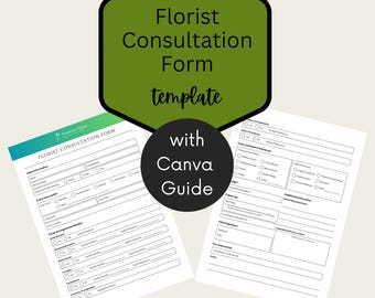 Consultatieformulier bloemist, canvassjabloon voor bloemenzaken, instant download, klantenformulier bloemenwinkel, minimalistische sjabloon