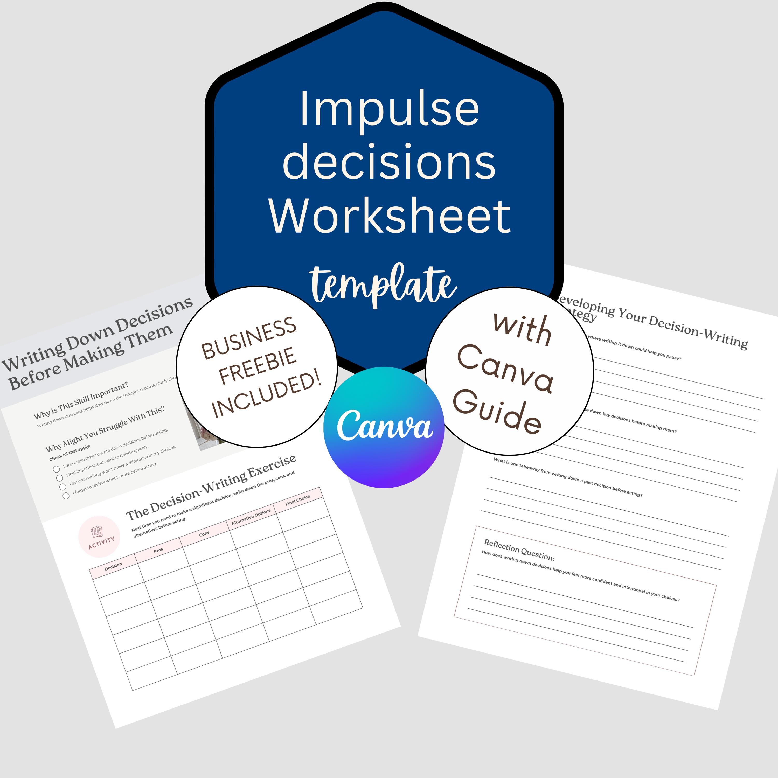 Impulse Control Worksheet Printable, Decision Making Worksheet ...