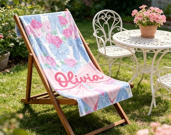 Girls Trip Beach Towel, Personalized Bow Floral Beach Towel, Newlywed Gifts, Name Pool Towel, Custom Beach Towel, Beach Towel With Name