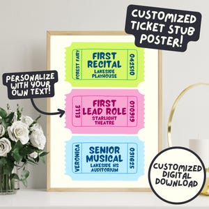 Benutzerdefiniertes Ticket-Poster, Recital-Geschenk, personalisiertes Andenken für Tanztheater Shows Musik Konzerte Tourneen Sport, Souvenir für Mädchen Kinder Teenager